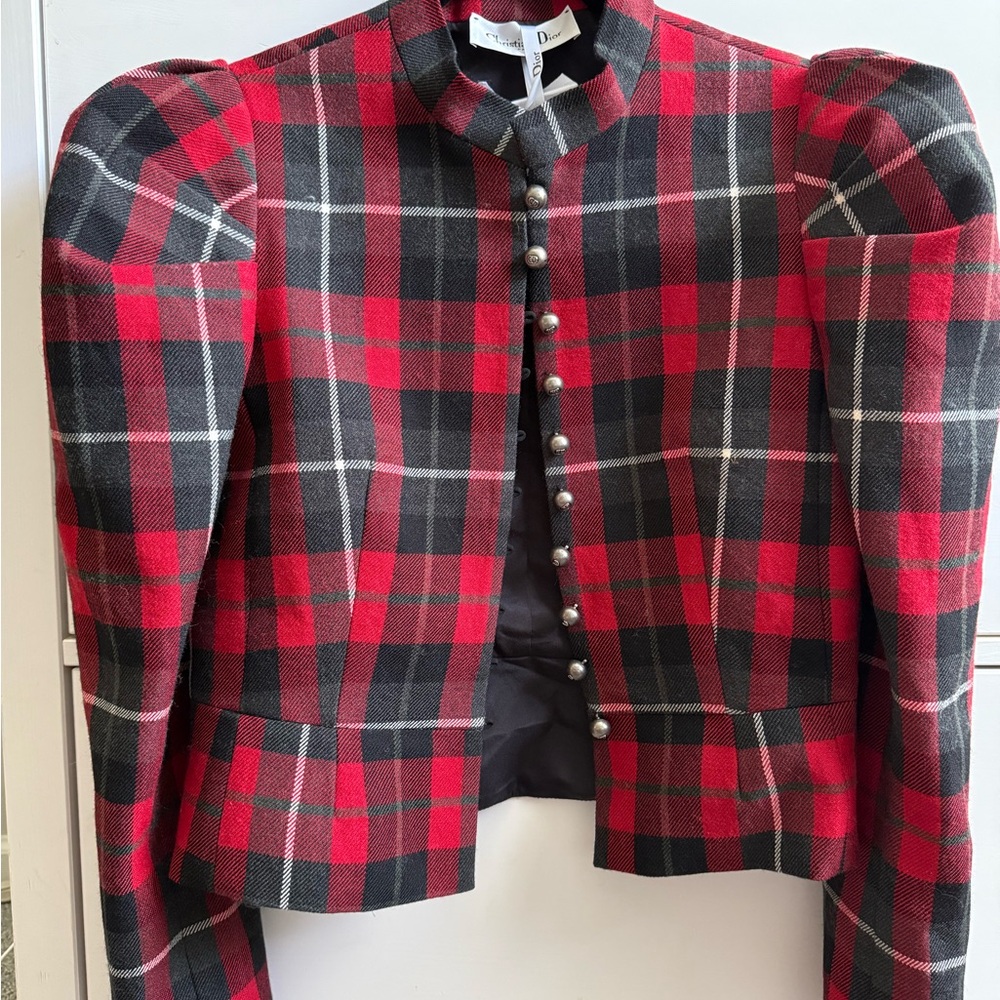Dior Red and Black Plaid Blazer - Picture 4 of 9